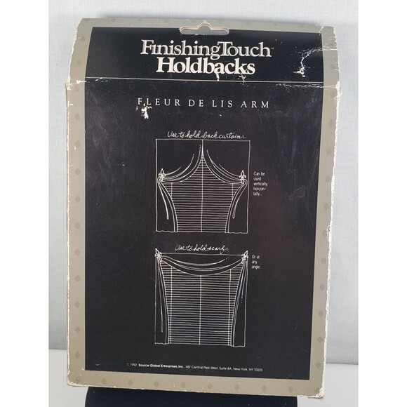 Vintage 1992 Finishing Touch Curtain Holdback Solid Brass Fleur de lis  Arm USA - Picture 4 of 12